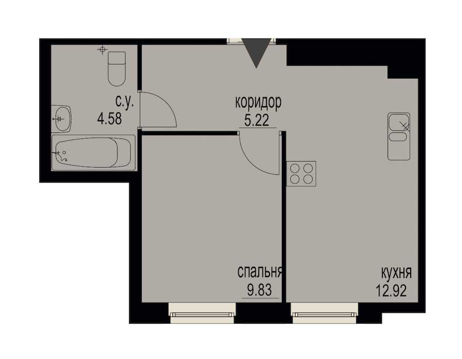 Однокомнатная квартира в : площадь 32.55 м2 , этаж: 2 – купить в Санкт-Петербурге